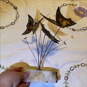 Mid Century Butterfly Sculpture with Stone Base